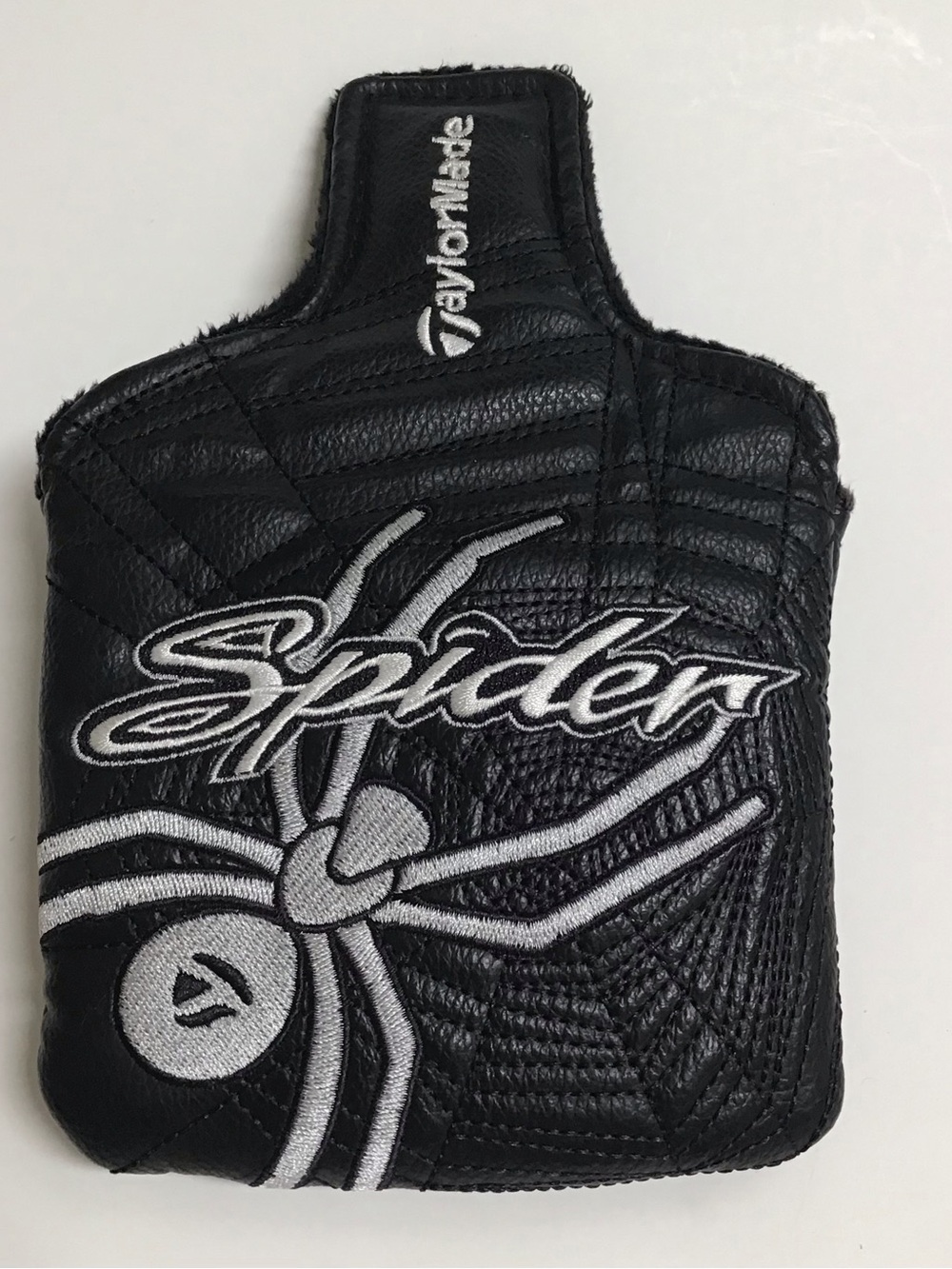 TaylorMade Golf Spider Mallet Putter Headcover Faux Black Leather Embroidery EUC